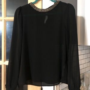 Black detailed collared blouse